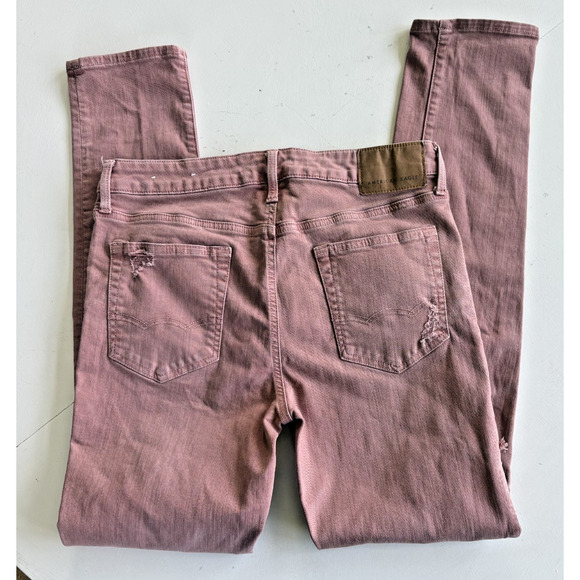 WOMENS AMERICAN EAGLE NEXT LEVEL FLEX PINK DISTRESSED SKINNY JEANS SIZE 34x34 - Picture 5 of 5